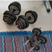 وزنه دمبل و میله هالتر بدنسازی در حد نو
