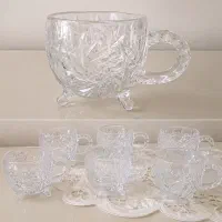فنجان چای خوری بلوری طرح خورشیدی سه پایه