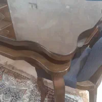 میز ناهارخوری۶ نفره  چوب و شیشه با ۴ صندلی