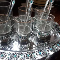 سرویس شربت خوری با سینی و قاشق