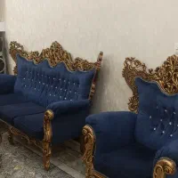 مبل هفت نفره / آبی طلایی / در حد نو