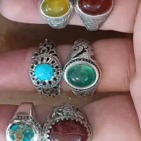 انگشترعقیق خطی یمنی.فیروزه پاک.شجرعقیق سرخ.زرد.سبز|جواهرات|تهران, شکیبا|دیوار