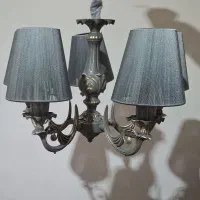 لوستر پنج شاخه المینیومی رنگ طوسی پتینه|لوستر و چراغ آویز|مشهد, شهرک شیرین|دیوار