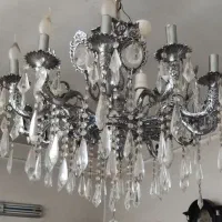 لوستر قدیمی برنز با آب نقره خارجی|لوستر و چراغ آویز|تبریز, |دیوار