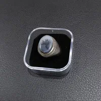 انگشتر شجر تک درخت قائنات مشکی طبیعی قدمتدار نقره