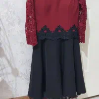 پیراهن مجلسی عروسکی کوتاه، کرپ مازراتی و گیپور|لباس|قزوین, |دیوار