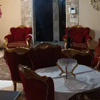 مبل استیل هفت نفره و ناهارخوری ورق طلا