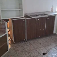 کابینت فلزی بهمراه سینک و آبچکان و روشویی و سنگ