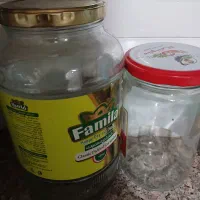 شیشه رب و ترشی و مربا با در فلزی سالم بزرگ و کوچک