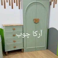 تخت خواب نوزاد نوجوان مدل چوب و رنگ سبز  آرکا چوب|تخت و سرویس خواب|کرمانشاه, |دیوار