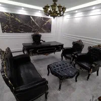 مبلمان اداری دسته طلایی چرم پارچه|دفتر کار|آبعلی, |دیوار