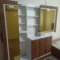 کمد آرایشی/قابل جدا شدن 3 تکه/آینه طلایی/کشو مخفی|مبلمان خانگی و میز عسلی|جاسک, |دیوار