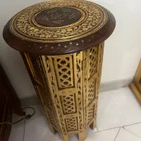 دو عدد میز هندی اصل روکش ورق طلا