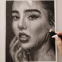 نقاشی سیاه قلم و مدادرنگی