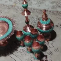 فروش یکدست شربت خوری مسی تزعین شده با سنگ فیروزه