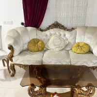 مبل ۱۰نفره کلاسیک سفید طلایی|مبلمان خانگی و میز عسلی|چالوس, |دیوار