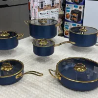 سرویس قابلمه ۱۲ پارچه ناسیکو دسته طلایی|ظروف پخت‌وپز|خرم‌آباد, |دیوار