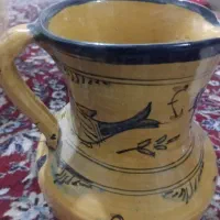 کاسه بزرگ و پارچ ماهی سفالی و 4 عد کاسه قیمت دار