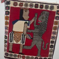 پشتی گلبم بافی و یک عدد چنته|پشتی|سروستان, |دیوار