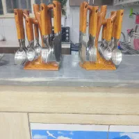 فروش دودستە قاشق وچنگال چوبی12نفرە 48 تیکە