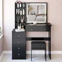 میز آرایش ام دی اف با نور مخفی+تاچ+پاف طرح ویستا