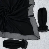 ست ساق دست و روسری مشکی زنانه
