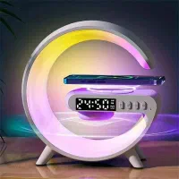 اسپیکر هوشمند RGB با شارژر وایرلس و ساعت دیجیتال