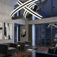 لوستر سه لاین مدرن بدنه سفید 4حالت نور 3طبقه