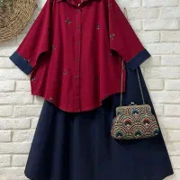 مانتو تونیک پاییزه گلدوزی کبریتی