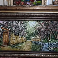 تابلوفرش دستبافت/تابلو فرش کوچه باغ گیلاس