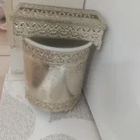 جعبه دستمال کاغذی و سطل نقره ای جنس فلزی