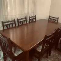 میز ناهار خوری و مبلمان چوب راش ۸ نفره