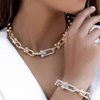 دستبند و زنجیر تیفانی طلا ۵٪