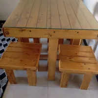 میز چهار نفره چوبی روس.دست ساز