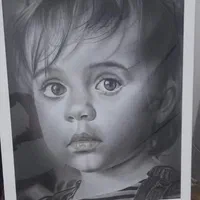 نقاشی چهره سیاه قلم و رنگی|تابلو، نقاشی، عکس|کرمان, |دیوار