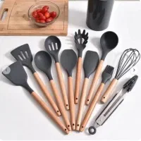 ست کفگیر و ملاقه سیلیکونی بامبو ۱۲ پارچه