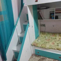 تخت خواب نوجوان دو طبقه همراه با کتابخانه|تخت و سرویس خواب|کاشمر, |دیوار