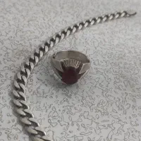 انگشتر دست ساز و زنجیر نقره