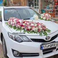 ماشین عروس تاج گل دسته گل