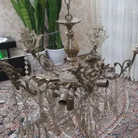 لوستر برنجی و کریستال|لوستر و چراغ آویز|فردیس, |دیوار