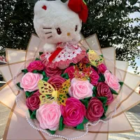 ست دسته گل های پولیشی و فانتزی در قالب هدیه