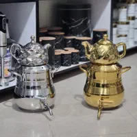 سماور سنگی برنجی کوره دار ورق ضخیم قوری سرامیکی|سماور، چایساز، قهوهساز|یزد, |دیوار