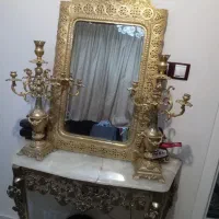 آیینه شمعدان و کنسول قدیمی کار دست اصفهان
