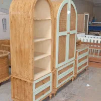 ست چوب و رنگ تخت کشویی سیسمونی حصیری