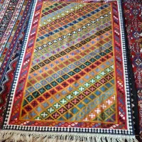 فرش گلیم دستباف پشم مرینوس قشقایی با رنگ طبیعی|گلیم، جاجیم، گبه|اصفهان, باغ دریاچه|دیوار
