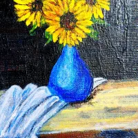 بوم نقاشی هنر دست۱۰×۱۰ گل آفتابگردان