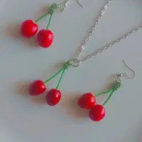 گردنبند و گوشواره طرح آلبالو(گیلاس)