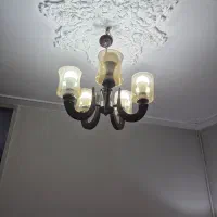۴ تا لوستر چراغ دار یکجا با هم چوبی فلزی شیشه ای