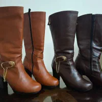 2جفت چکمه چرم  قهوه ای و عسلی سایز 38