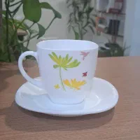 فنجان نعلبکی لومینارک فرانسه اورجینال-سینی استیل